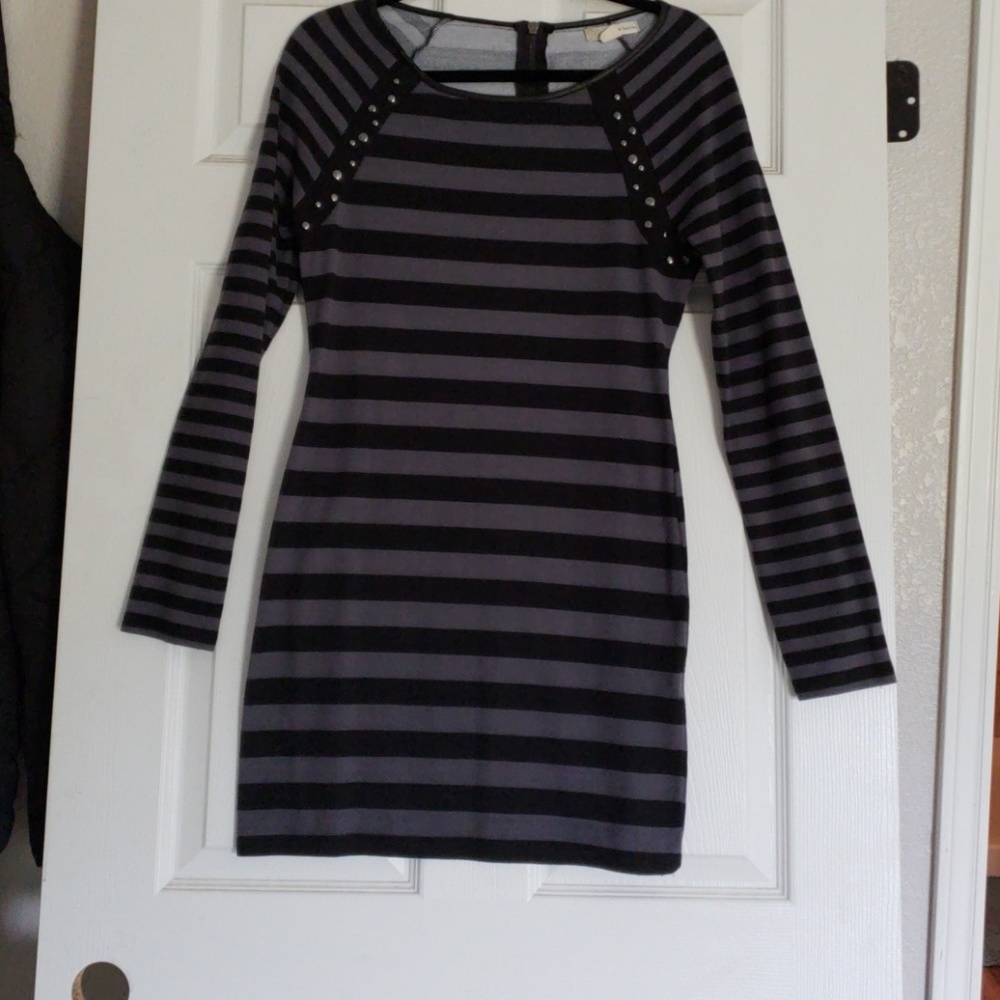 Derek Heart gray and blacl striped dress. Size L
